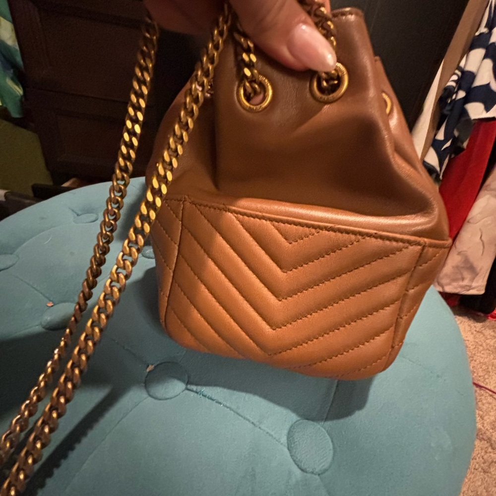Saint Laurent Tan Leather Bucket Bag - Picture 7 of 14